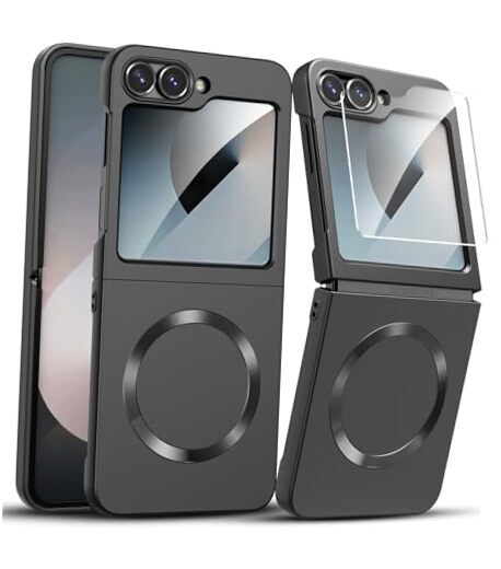 for Samsung Galaxy Z Flip 6 Case, Compatible with MagSafe, with Built-in Black