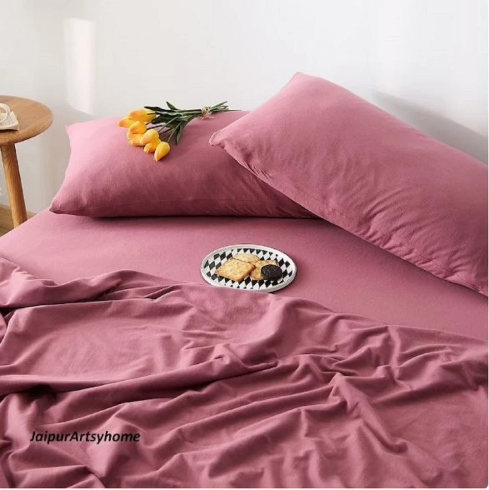 Red Violet color cotton bedding set in Twin Full Queen King duvet cover sets - Image 3 of 4