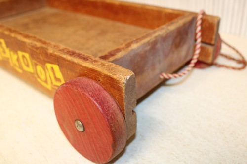 Antique Vintage 18"L Wood PLAYSKOOL® Children's Kids Pull Toy Wagon - Picture 9 of 9