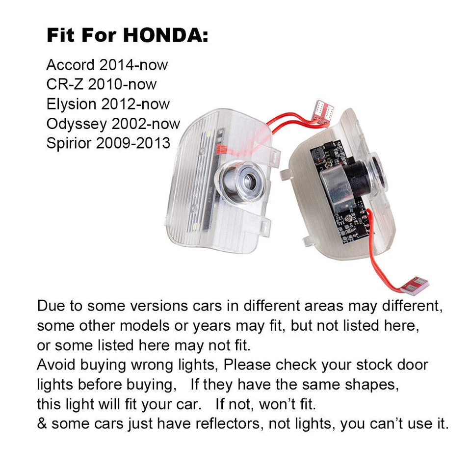 2x Lámpara de sombra fantasma proyector de logotipo de luz de puerta para HONDA Accord CR-Z Odyssey Foto 2 de 4