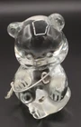 Fenton Clear Art Glass April Birthday Bear Figurine Diamond Heart 3 1/2”