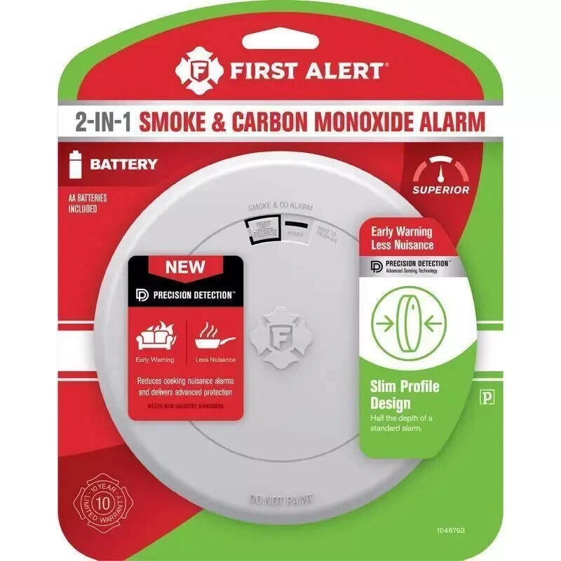 New First Alert 2-IN-1 Smoke & Carbon Monoxide Alarm Detector, Battery Operated