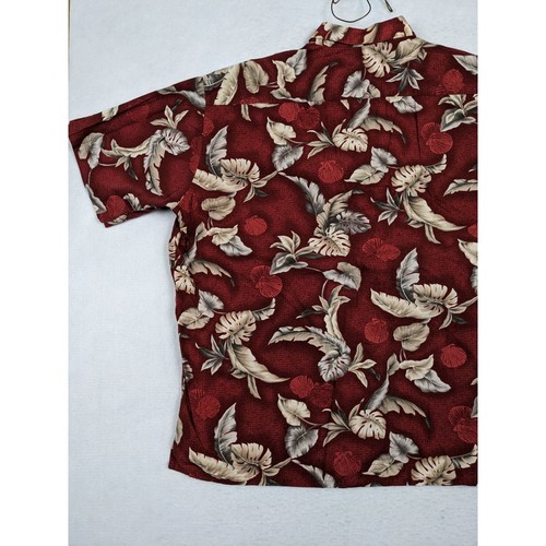 Pierre Cardin Mens Hawaiian Shirt 3XLT 100% Cotton Red Beige Floral Print - 第 11/12 張圖片