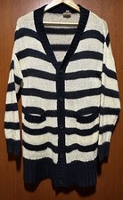 LuLaRoe Cream  Blue Striped Lucille Cardigan Sweater Size Small