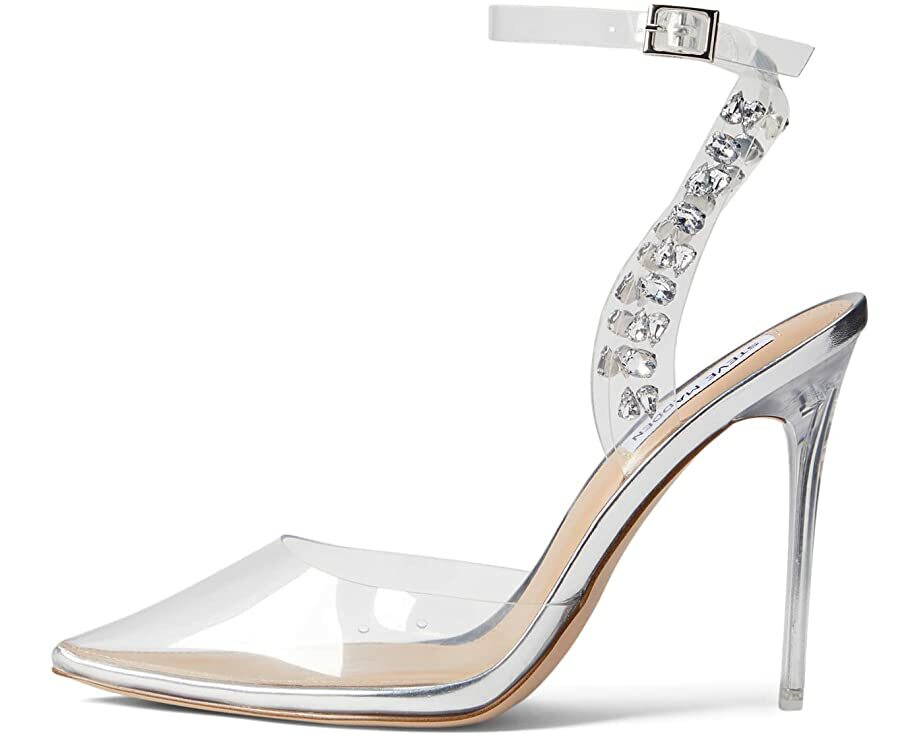 Steve madden ハイヒールギャラクシー Steve Madden Vary Clear Embellished Detail Ankle Strap Pumps