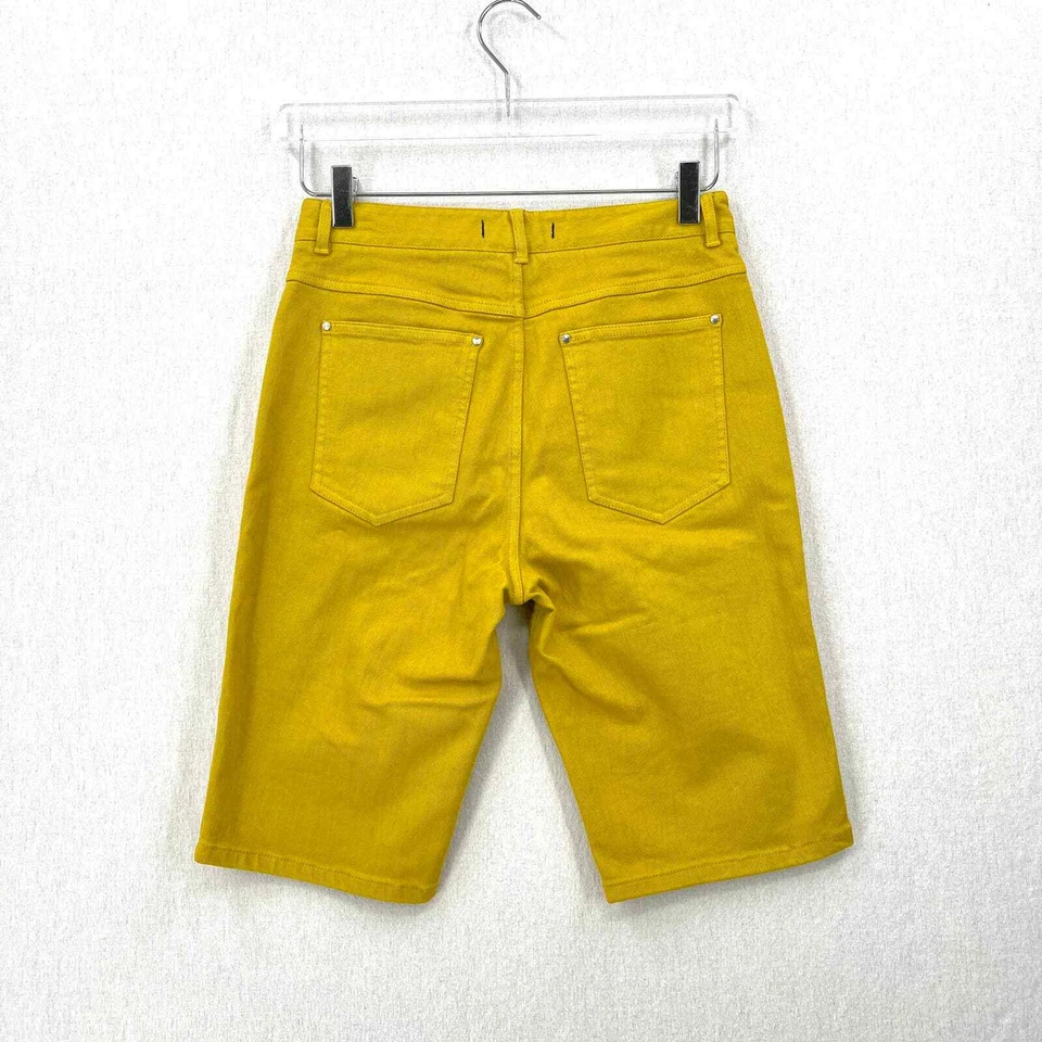 Pantalones Cortos TIBI Para Mujer 26 Tono Mostaza Hasta la Rodilla Bermudas Trish Denim Prenda Teñida Foto 4 de 4