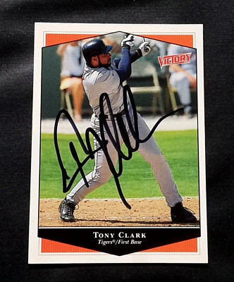 TONY CLARK DETROIT TIGERS FIRST BASEMAN SIGNED AUTOGRAPHED 1999 BASEBALL CARD
