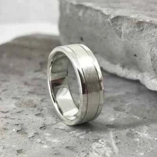 Handmade Glossy & Matt Finished Solid 950 Platinum Men's Premium Wedding Band