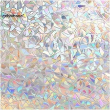 rabbitgoo 3D Rainbow Window Privacy Film Decorative Stained Glass Window Sticker