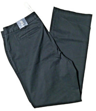 Women's black chino stretch trouser leg pants mid rise cotton Lands'End 16x32NWT