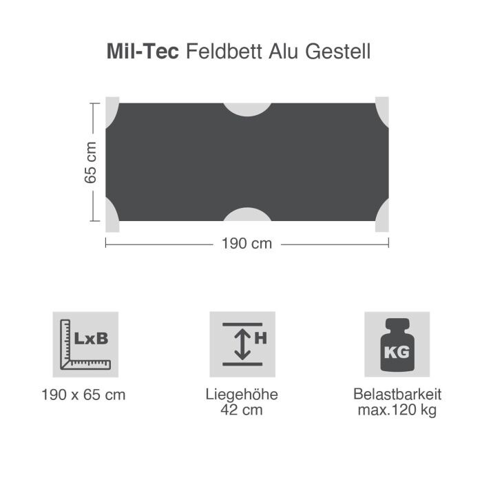 Thumbnail - Feldbett Us Typ Alu Mit Tasche In Oliv 190 X 65 Cm Schmutz- Und