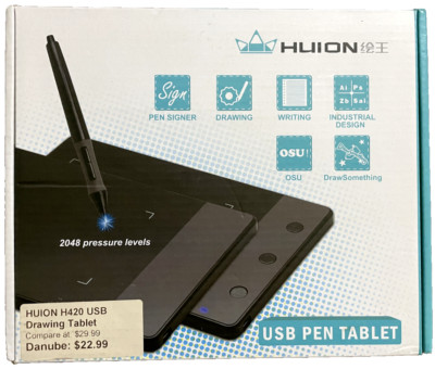 Huion H420 4 x 2.23 in Design Graphic Tablet with Digital Cordless Pen