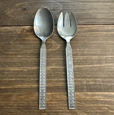Stanley Roberts Stainless Serving Spork Spoon Lot Of 2 MCM Taiwan ? Pattern Vtg
