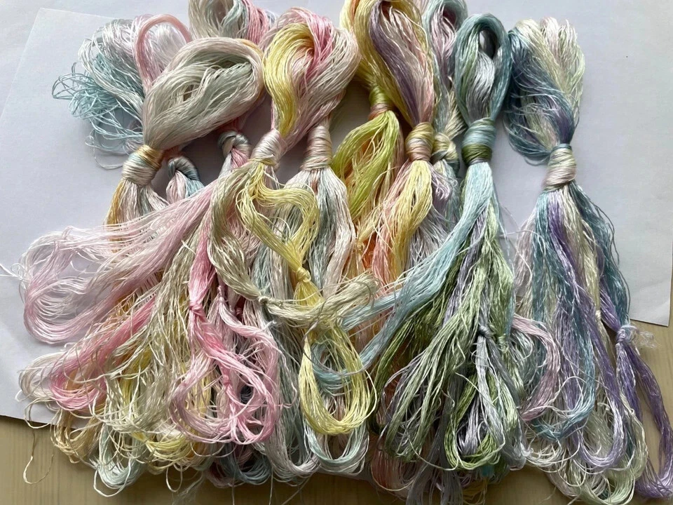 100%natural silk,hand-dyed embroidery floss/thread  light candy colors 50skeins - Image 2 of 4