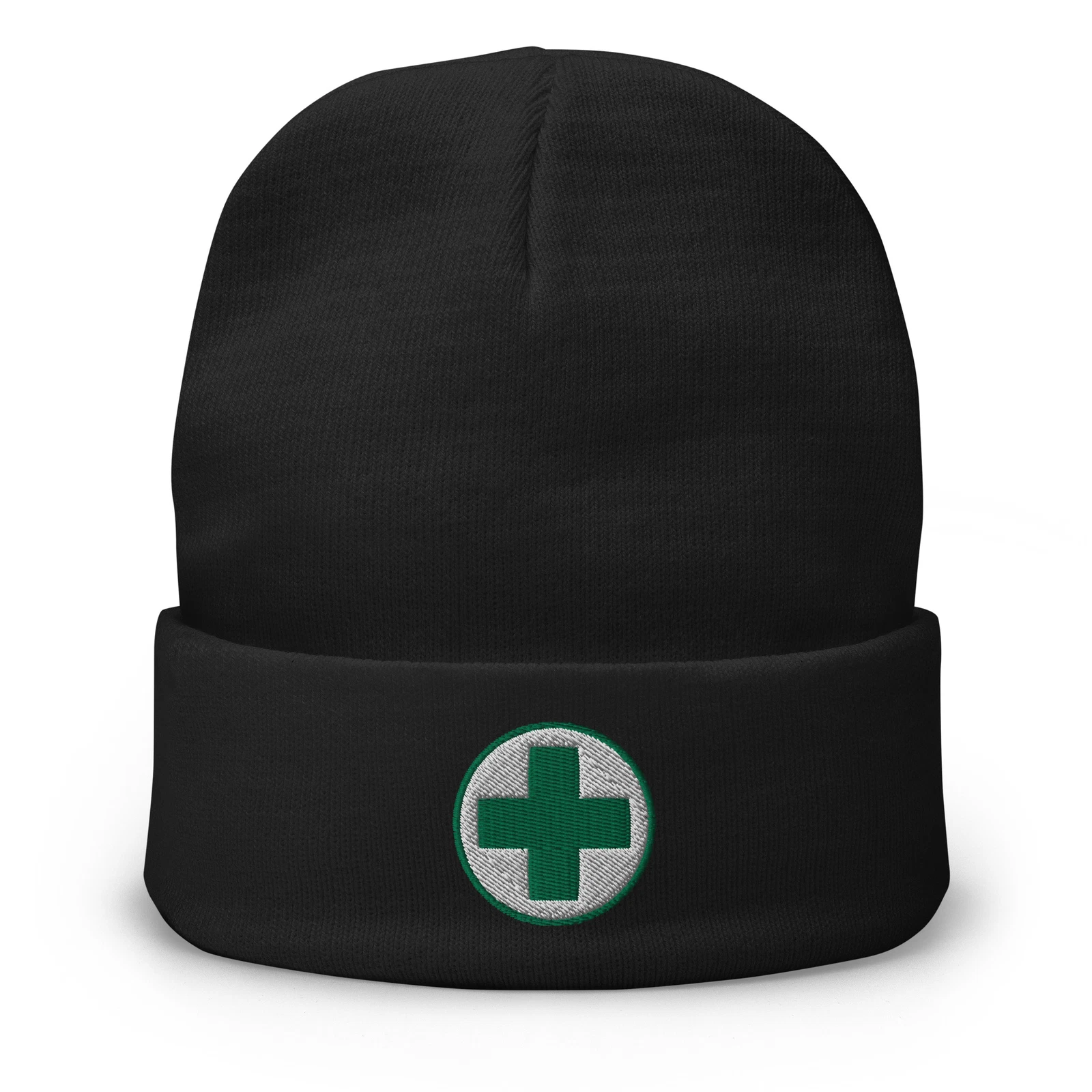 Medical Marijuana Symbol Embroidered Cuff Beanie Cannabis Sativa Plant
