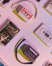 Cassette Tape Case for AirPods Pro 2 Retro Design Beige, Dark Gray Color