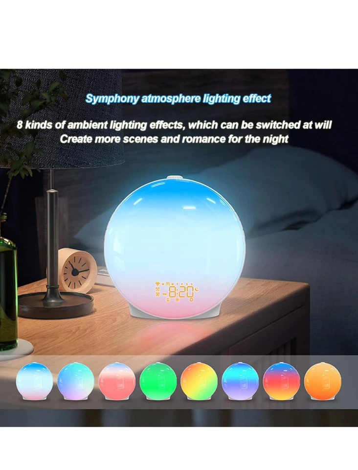 Nature-themed Sunrise Alarm Clock with Bedside Lamp - Relaxing Bedroom Essential - Image 2 of 3