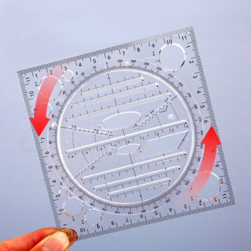 Multifunction Rotatable Drawing Template Drafting Measuring Scale Ru-KN - Picture 1 of 8