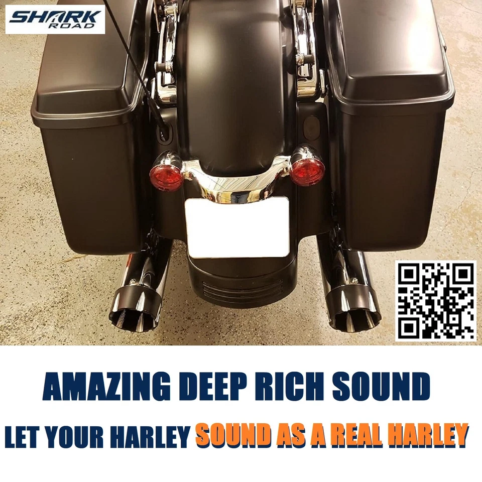 Silenciadores antideslizantes Sharkroad 4,5 para escape Harley 1995-2016 Touring Street Glide Foto 2 de 4