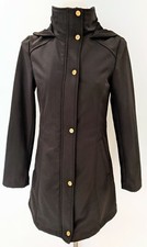 Ellen Tracy Soft Shell Water Resistant Black Hood Jacket, Size Xs, Uk6-8, Us2