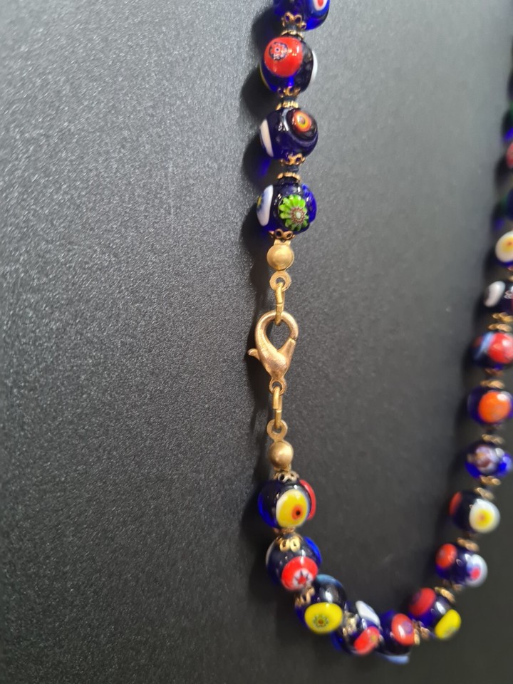 Vintage Multi Colour Millefiori Murano Glass Evil Eye Graduated Bead