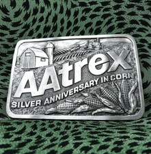 AAtrex Farmer Agri Silver Anniversary Belt Buckle 25 Years in Corn Vtg  .XTT365