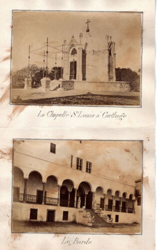 2 Photos originales - Chapelle St Louis à Carthage & Le Bardo - Tunisie 1882 - - Afbeelding 1 van 1
