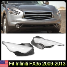 Front LH RH Headlight Headlamp Lens Cover Shell Clear Fit Infiniti FX35 2009-13