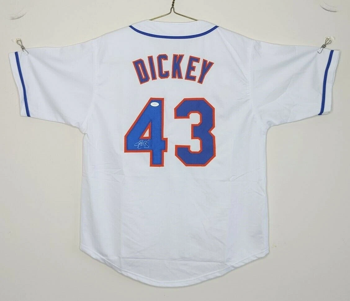 R.A. DICKEY SIGNED AUTO NEW YORK METS WHITE HORSE JERSEY JSA