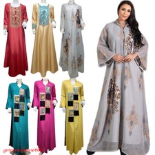 Dubai Abaya Muslim Women Long Sleeve Maxi Dress Kaftan Robe Arab Robe Islamic