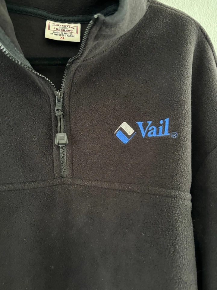Timberline Colorado Mens Long Sleeve Black 1/4 Zip Fleece Jacket VAIL Logo XL - Image 3 of 4