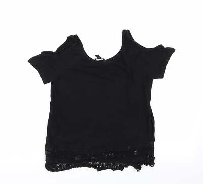 New Look Damen schwarzes Baumwollmischung T-Shirt Größe 6