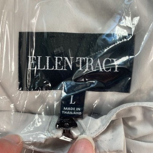 NWT Ellen Tracy Water Repellent Hooded Parka Anorak Jacket Stone Gray Sz L - Picture 8 of 9