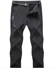 Moerdeng Men's Soft Shell Waterproof Winter Ski Snowboarding Pants Fleece Cargo