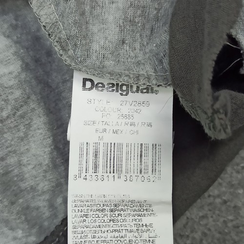Desigual Donna Vestito Taglia S-M Slim Cotone Jersey Grigio Blu Corto Mini Frasi - Foto 9 di 13