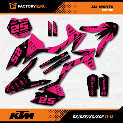 Black & Pink Racing Graphics Kit fits KTM 11-12 SX SXF XC XCF 125 250 450 6N