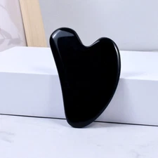 Black Obsidian Stone Gua Sha - Natural Facial Contouring and Massage Tool