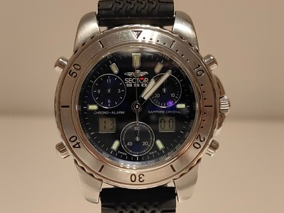 VINTAGE SWISS MEN'S ANA-DIGI ALARM CHRONOGRAPH BLUE DIAL QUARTZ