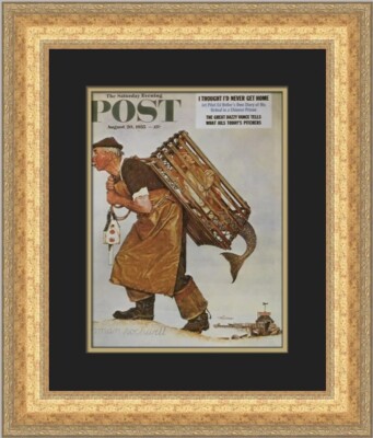 Norman Rockwell Post Cover Unexpected Catch Custom Framed Print
