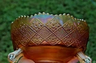 ANTIQUE FENTON FENTONIA CARNIVAL GLASS LARGE BERRY BOWL - MARIGOLD - SCARCE