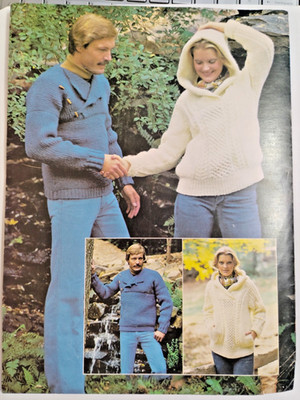 Leisure Arts 114 Knit Pattern Leaflet Bulky Pullover Sweater Mens Womens Knitted
