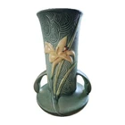 Vintage Roseville Pottery Green Handled Vase Lily 131-7 Excellent Condition