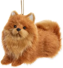 Kurt Adler F2242PM Furry Pomeranian Dog 4" Hanging Christmas Ornament