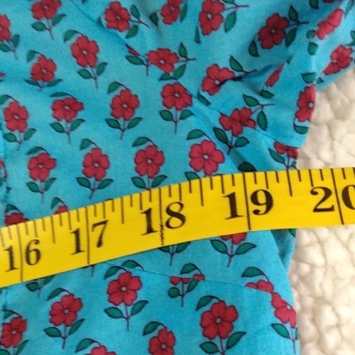 ** J. Crew Re-imagined Blue Button-up Floral Shirt wl/Pink Floral Accents M - Afbeelding 12 van 15