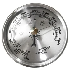 Dial Type Barometer with Thermometer Hygrometer Weather Station, 3 in Silver 