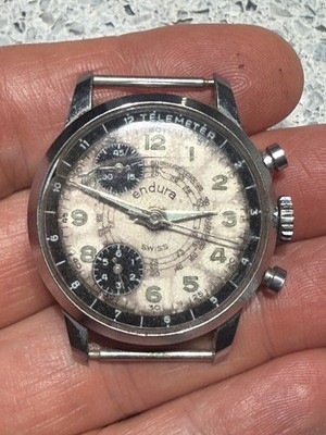 VINTAGE ENDURA CHRONOGRAPH WATCH PARTS REPAIR