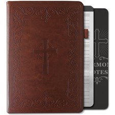 Christian Bible Journal for Men   Premium Eco-Leather Undated Bible Study Not...