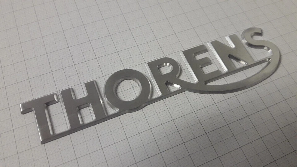 logo THORENS en Aluminium 15/10eme usiné CNC Dim 120 x 30mm - Photo 1/1