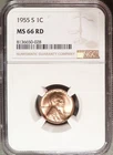 1955-S Lincoln Head Cent NGC graded MS66 RD, Bright & Lustrous (028).