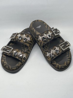 Fendi Feel Jewel Buckle Slide Sandals size 38 | eBay